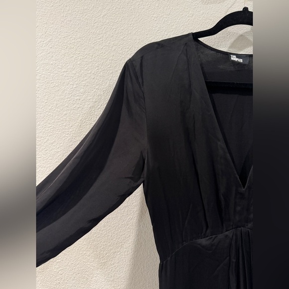 NWT The Kooples Black Long Sleeve V Neckline Maxi Dress Size 2 - Picture 4 of 17